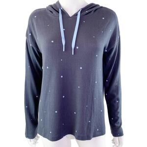 PJ Salvage Long Sleeve Graphic Stars Drawstring Hoodie Sz Small in Charcoal NWT